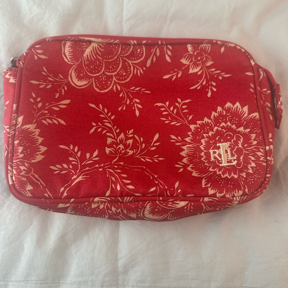 Ralph Lauren Red Floral Makeup Bag
